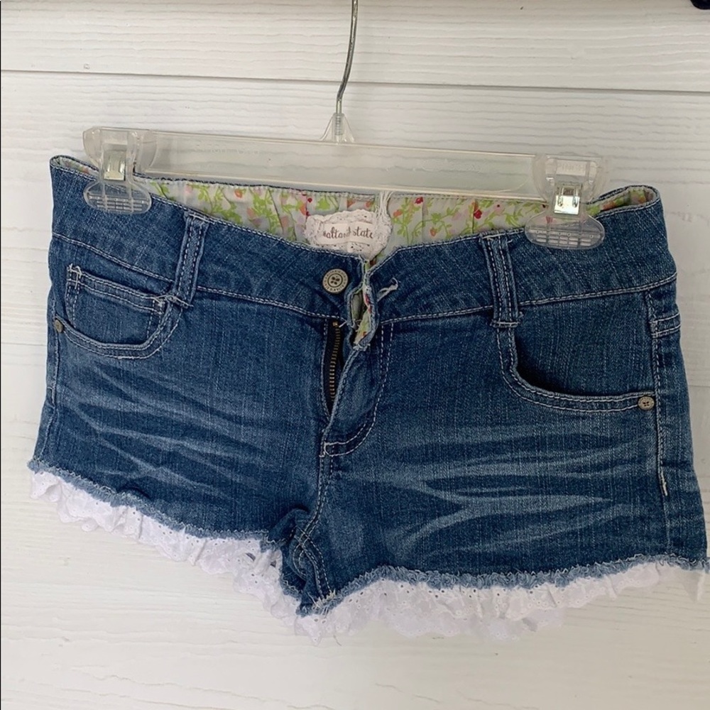 Altar’d State Ruffled Blue Jean Shorts